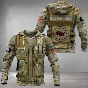 Skull American Flag Usa Patriots 1776 Custom Name 3D Hoodie