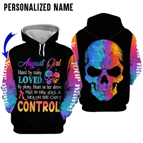 Skull August Girl Hated By Many Loved Custom Name Hoodie And Shirt Skull August Girl Hated By Many Loved Custom Name Hoodie And Shirt