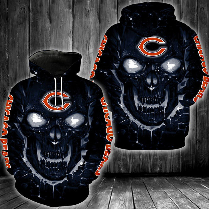 Skull Chicago Bears Logo 3D Hoodie Skull Chicago Bears Logo 3D Hoodie