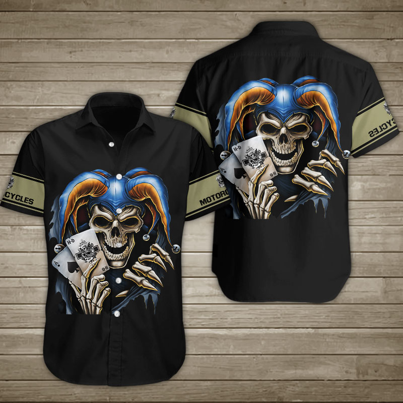 Skull Clowns Gambling Hawaiian Shirt Summer Button Up Skull Clowns Gambling Hawaiian Shirt Summer Button Up