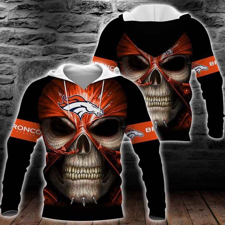 Skull Denver Broncos Logo 3D Hoodie Skull Denver Broncos Logo 3D Hoodie