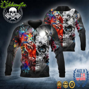Skull Face Lion 3D All Over Print Hoodie