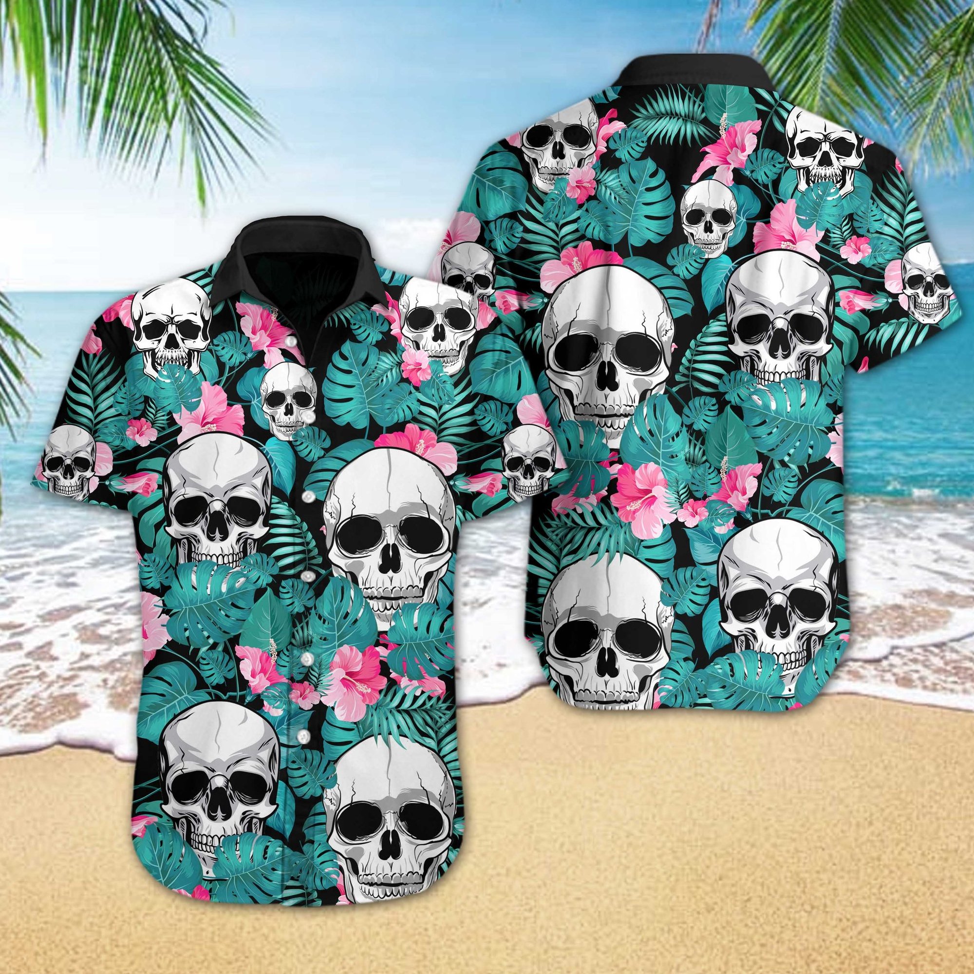 Skull Hawaiian Shirt Summer Button Up Skull Hawaiian Shirt Summer Button Up