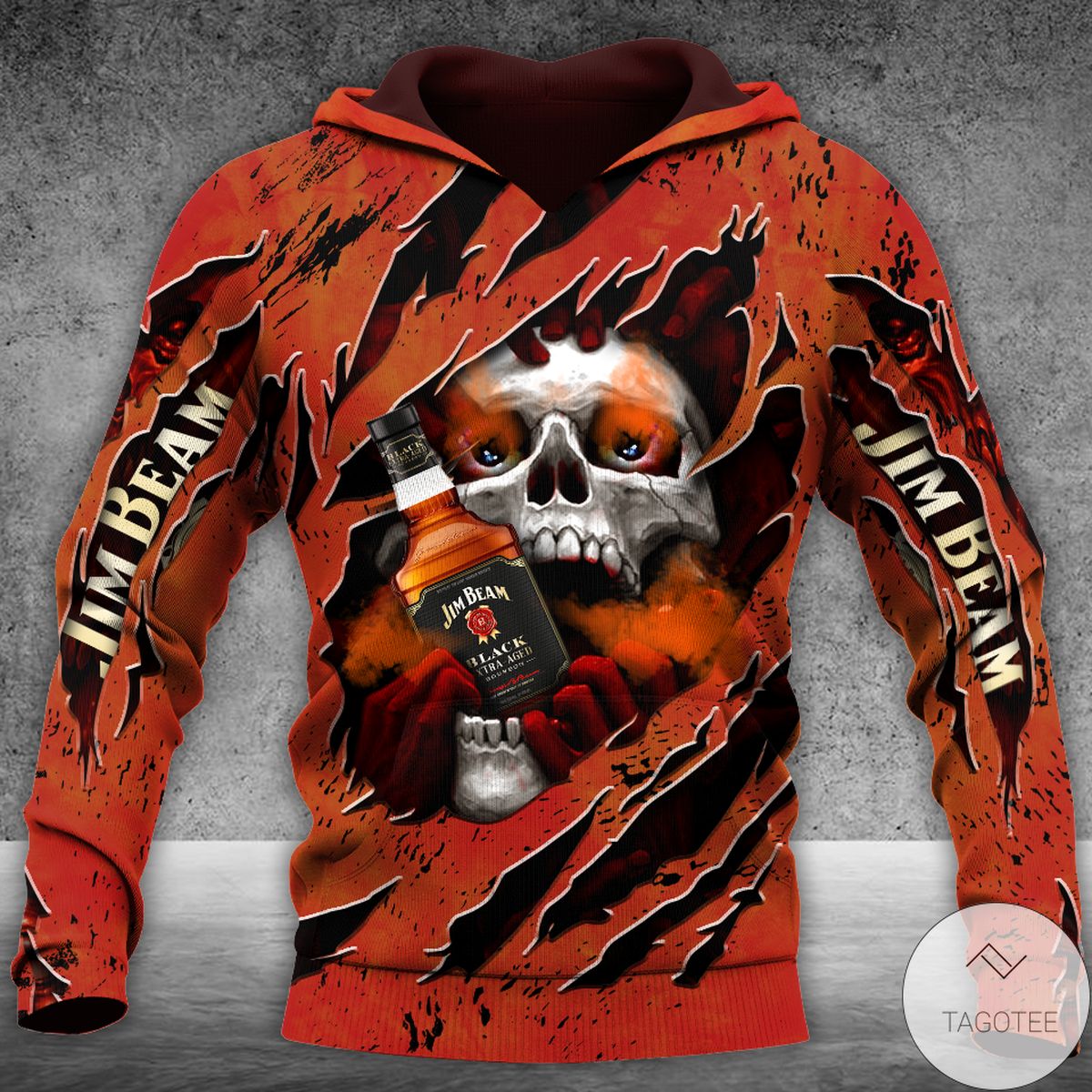 Skull Jim Beam Whiskey 3D Hoodie Skull Jim Beam Whiskey 3D Hoodie