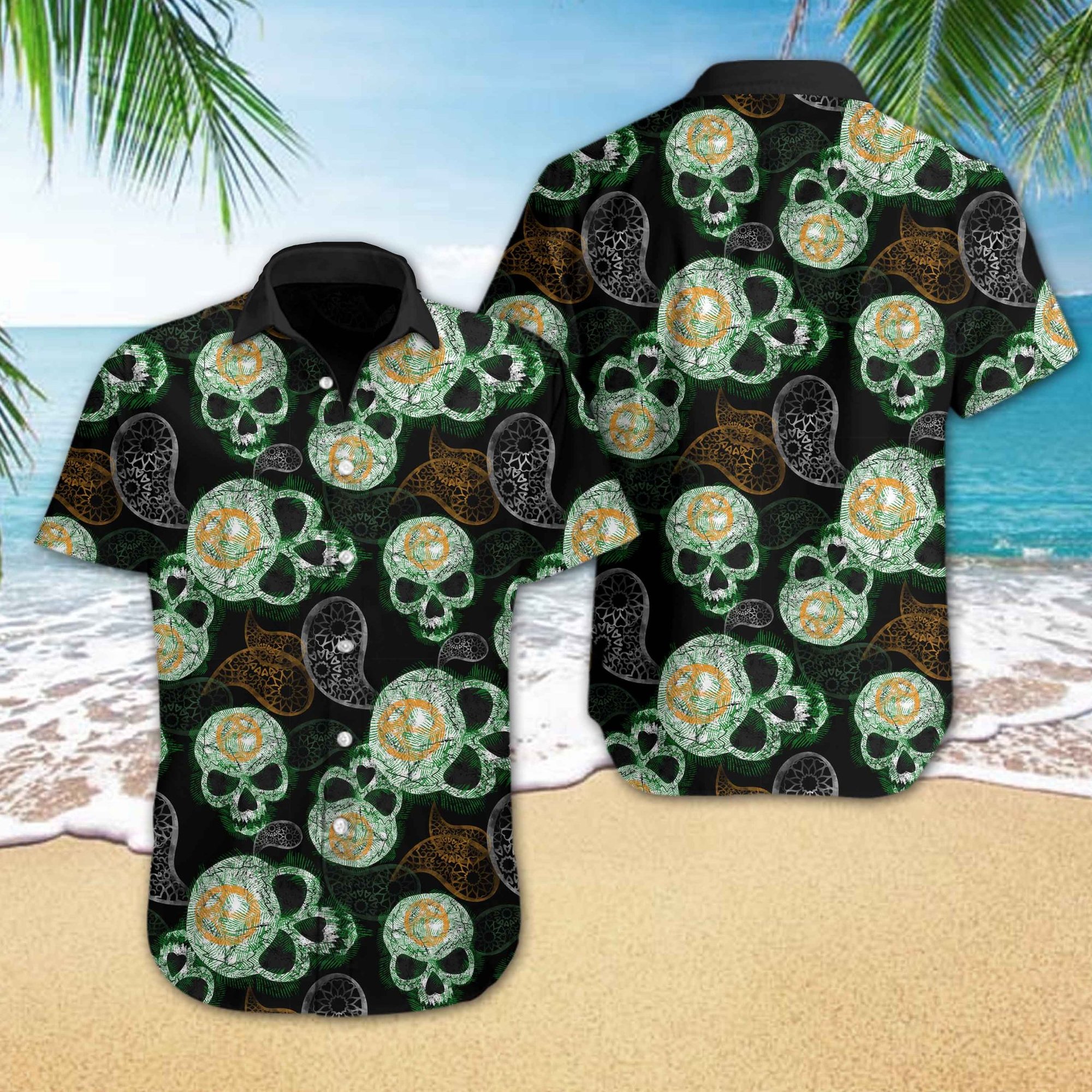 Skull Paisley Hawaiian Shirt Summer Button Up Skull Paisley Hawaiian Shirt Summer Button Up