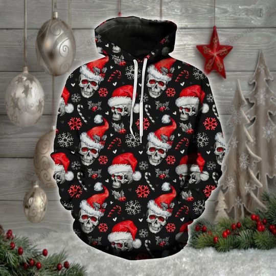 Skull Santa Claus Christmas 3D Hoodie Skull Santa Claus Christmas 3D Hoodie