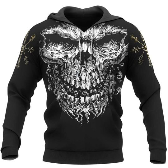 Skull Vegvisir Viking 3D Hoodie Skull Vegvisir Viking 3D Hoodie