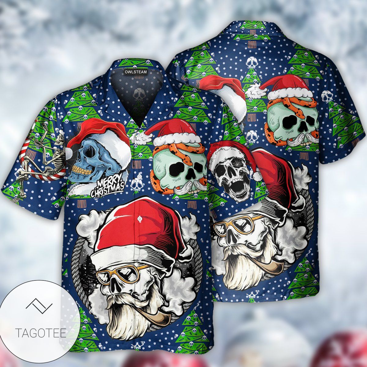Skull With Santa Hat Merry Christmas Hawaiian Shirt Skull With Santa Hat Merry Christmas Hawaiian Shirt