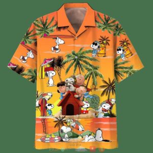 Snoopy And Charlie Brown Friends Summer Sunset Beach Hawaiian Shirt