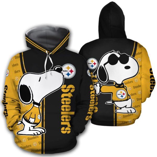 Snoopy And Pittsburgh Steelers 3D Hoodie And T-Shirt Snoopy And Pittsburgh Steelers 3D Hoodie And T-Shirt