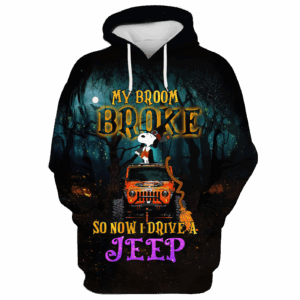 Snoopy Halloween My Broom Broke So Now I Drive Jeep 3D Hoodie