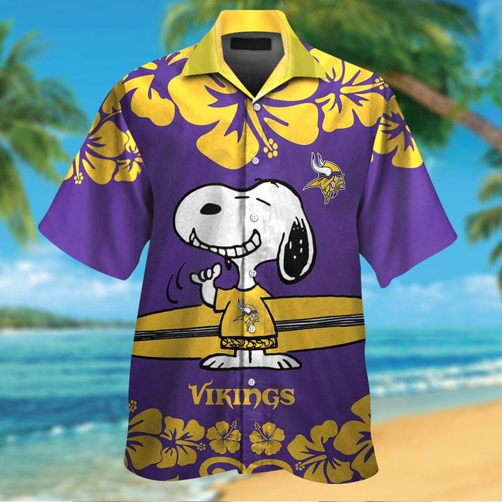 Snoopy Surfing Minnesota Vikings Hawaiian Shirt Snoopy Surfing Minnesota Vikings Hawaiian Shirt