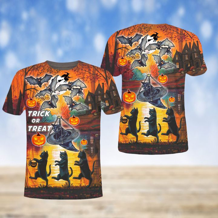 Spooky Trick Or Treat Black Cat Halloween 3D Hoodie And Shirt Spooky Trick Or Treat Black Cat Halloween 3D Hoodie And Shirt