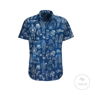 Star Wars Over Printed Navy Hawaiian Shirt