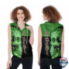 Sugar Skull Crown Royal Green 3D Sleeveless Zip Hoodie
