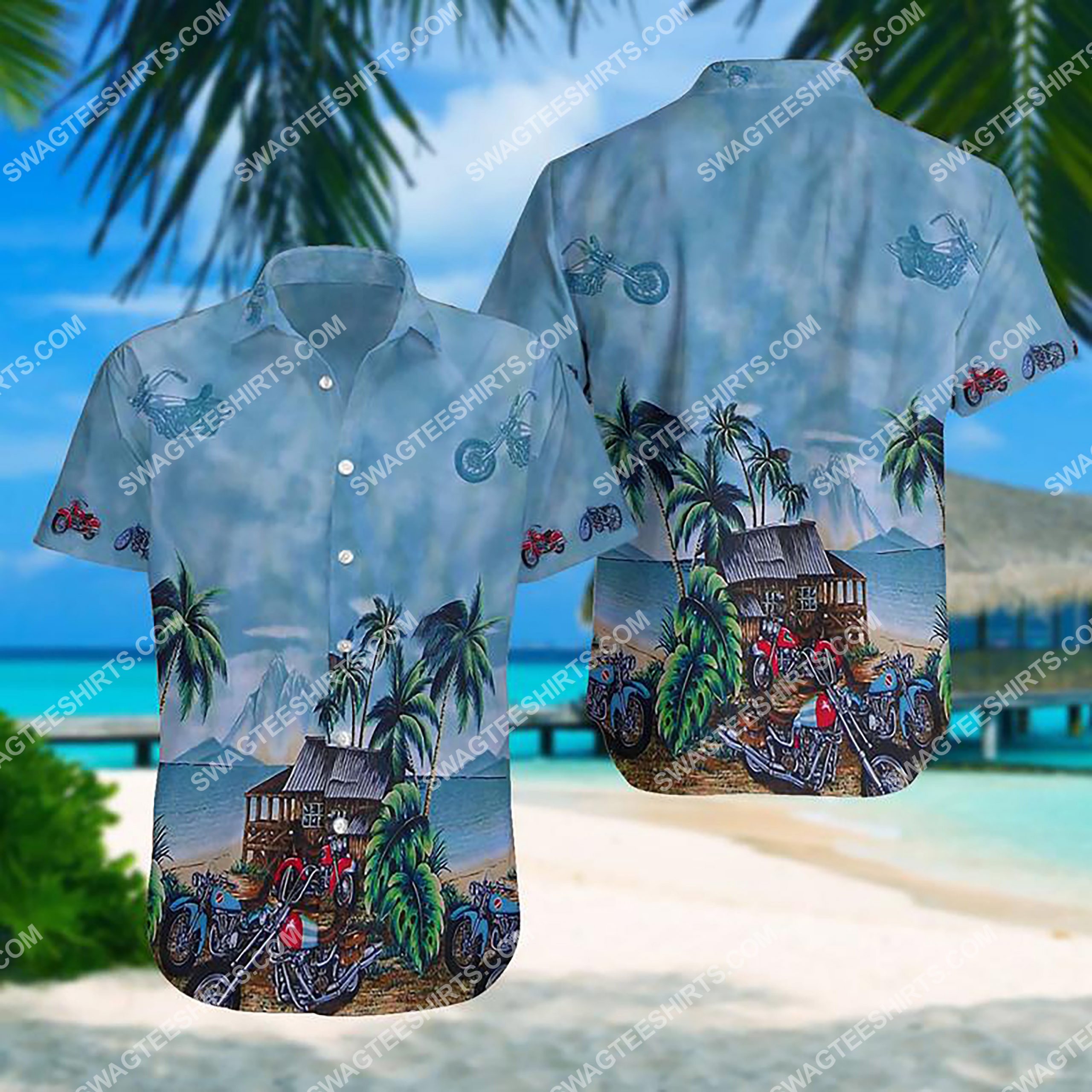 Summer Time Motorcycle All Over Print Hawaiian Shirt Summer Time Motorcycle All Over Print Hawaiian Shirt