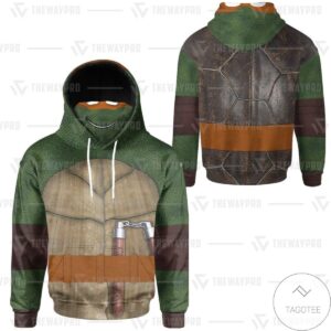 Teenage Mutant Ninja Turtles Michelangelo Mikey Orange Strings Cosplay Mask Hoodie