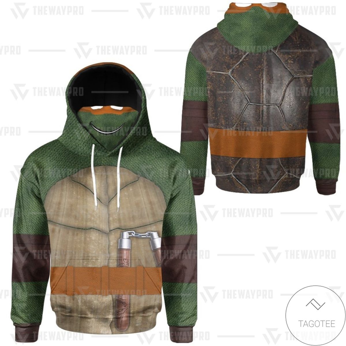 Teenage Mutant Ninja Turtles Michelangelo Mikey Orange Strings Cosplay Mask Hoodie Teenage Mutant Ninja Turtles Michelangelo Mikey Orange Strings Cosplay Mask Hoodie