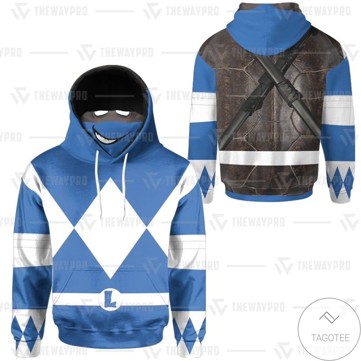 Teenage Mutant Ninja Turtles Rangers Leonardo Blue Cosplay Mask Hoodie Teenage Mutant Ninja Turtles Rangers Leonardo Blue Cosplay Mask Hoodie