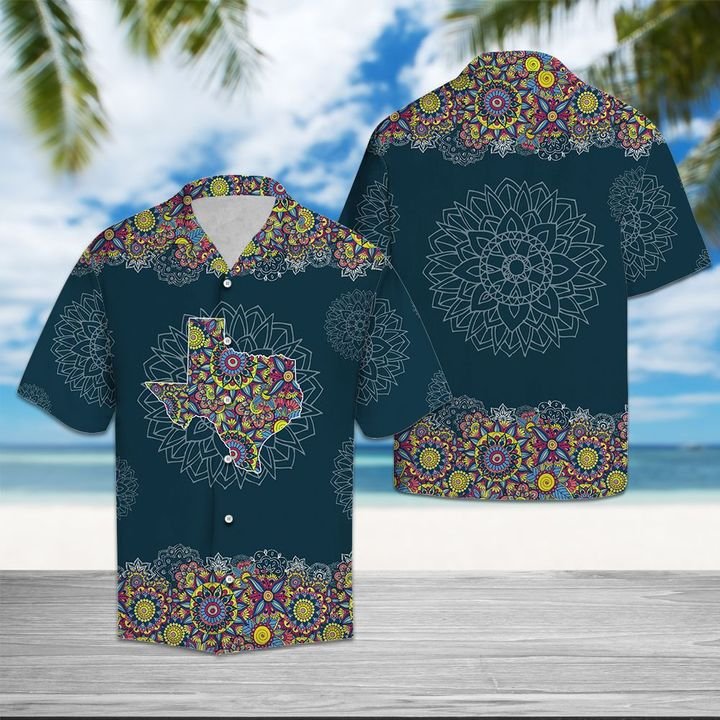 Texas Mandala Hawaiian Shirt Summer Button Up Texas Mandala Hawaiian Shirt Summer Button Up