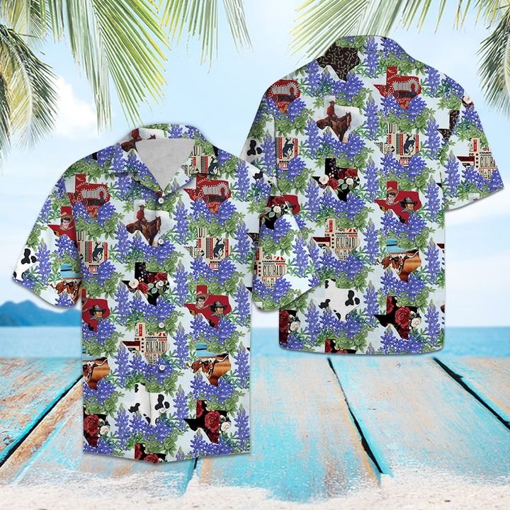 Texas Things Bluebonnet Hawaiian Shirt Summer Button Up Texas Things Bluebonnet Hawaiian Shirt Summer Button Up