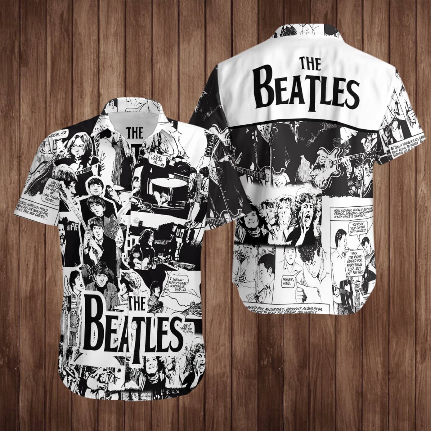 The Beatles Hawaiian Shirt Summer Button Up The Beatles Hawaiian Shirt Summer Button Up