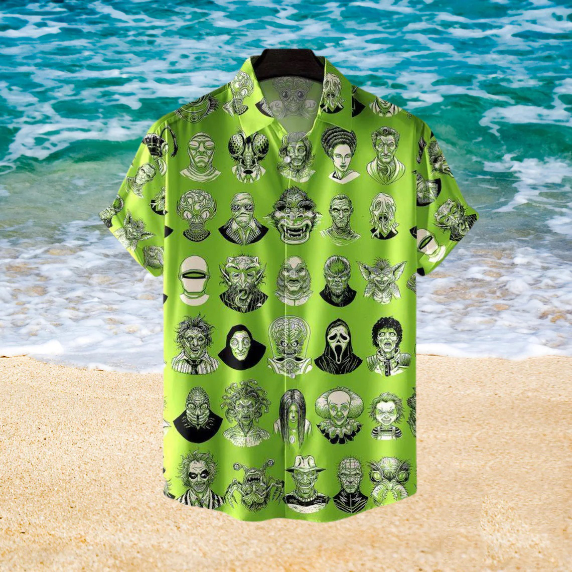 The Monsters Horror Character Face Hawaiian Aloha Shirt The Monsters Horror Character Face Hawaiian Aloha Shirt