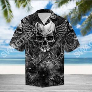The Skull And Wings All Over Printed Hawaiian Shirt