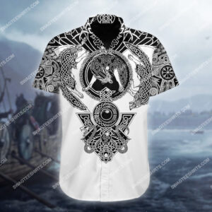 The Viking Warrior Raven And Wolf All Over Printed Hawaiian Shirt