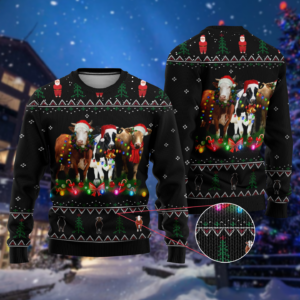 There Cows Light Shape Santa Claus 3D Shirt