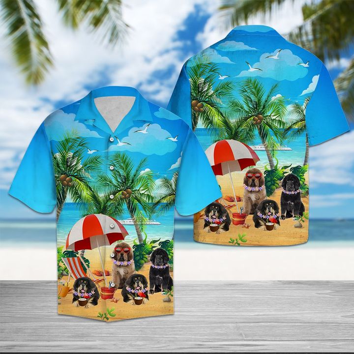 Tibetan Mastiff Beach Summer Hawaiian Shirt Summer Button Up Tibetan Mastiff Beach Summer Hawaiian Shirt Summer Button Up