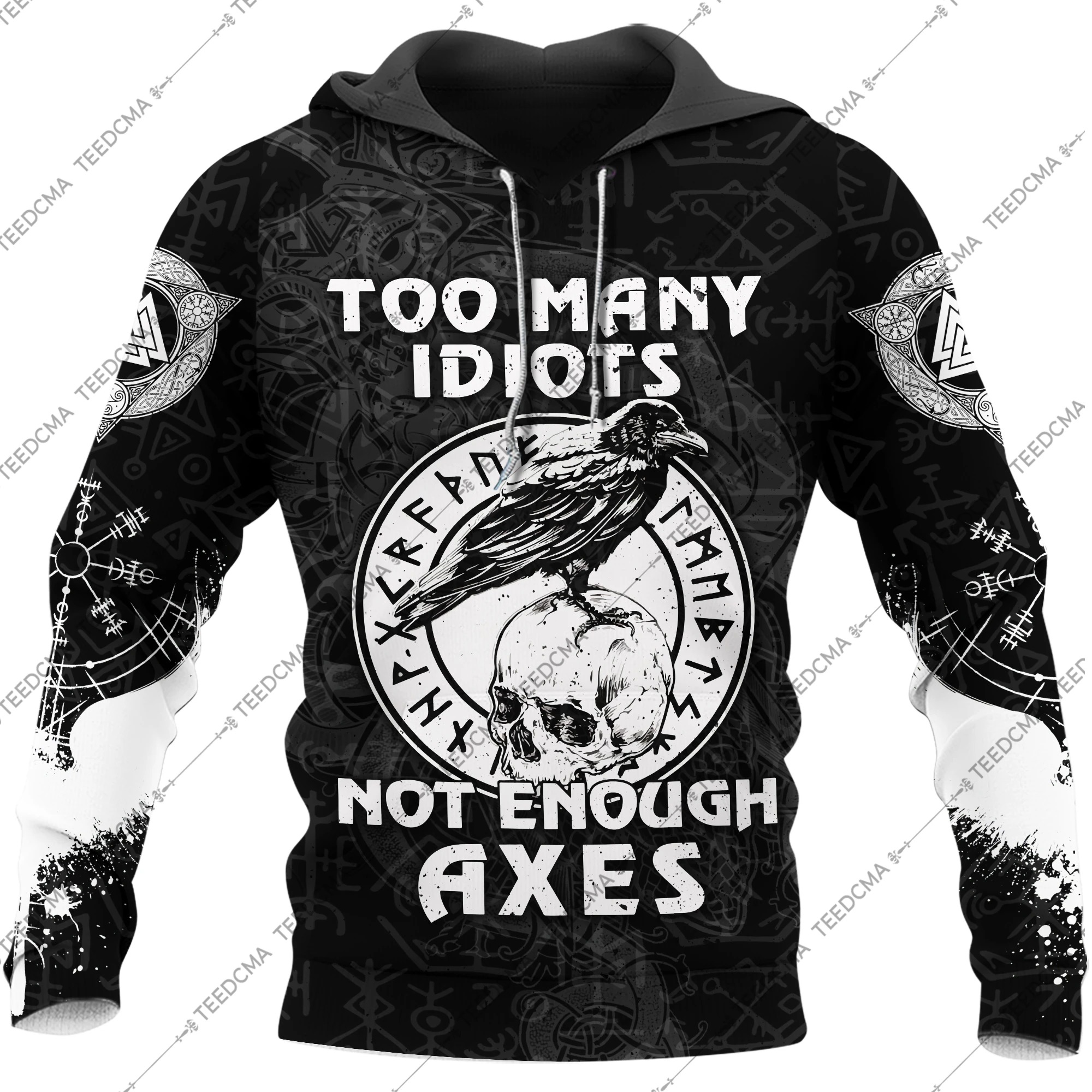 Too Many Idiots Not Enough Axes Viking 3D All Over Printed Hoodie Too Many Idiots Not Enough Axes Viking 3D All Over Printed Hoodie