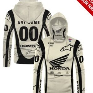 [Top-Selling] Custom Name Honda Dunlop Race Full Print Mask Hoodie