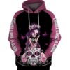 [Top-Selling] Sugar Skull Fairy Fight Like A Girl Breast Cancer Awareness 3D Hoodie