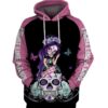 [Top-Selling] Sugar Skull Fairy Fight Like A Girl Thyroid Cancer Awareness 3D Hoodie