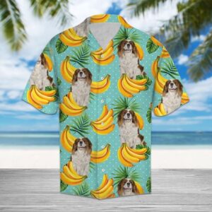 Tropical Banana Cavalier King Charles Spaniel Hawaiian Shirt Summer Button Up