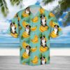 Tropical Banana Miniature Australian Shepherd Hawaiian Shirt Summer Button Up