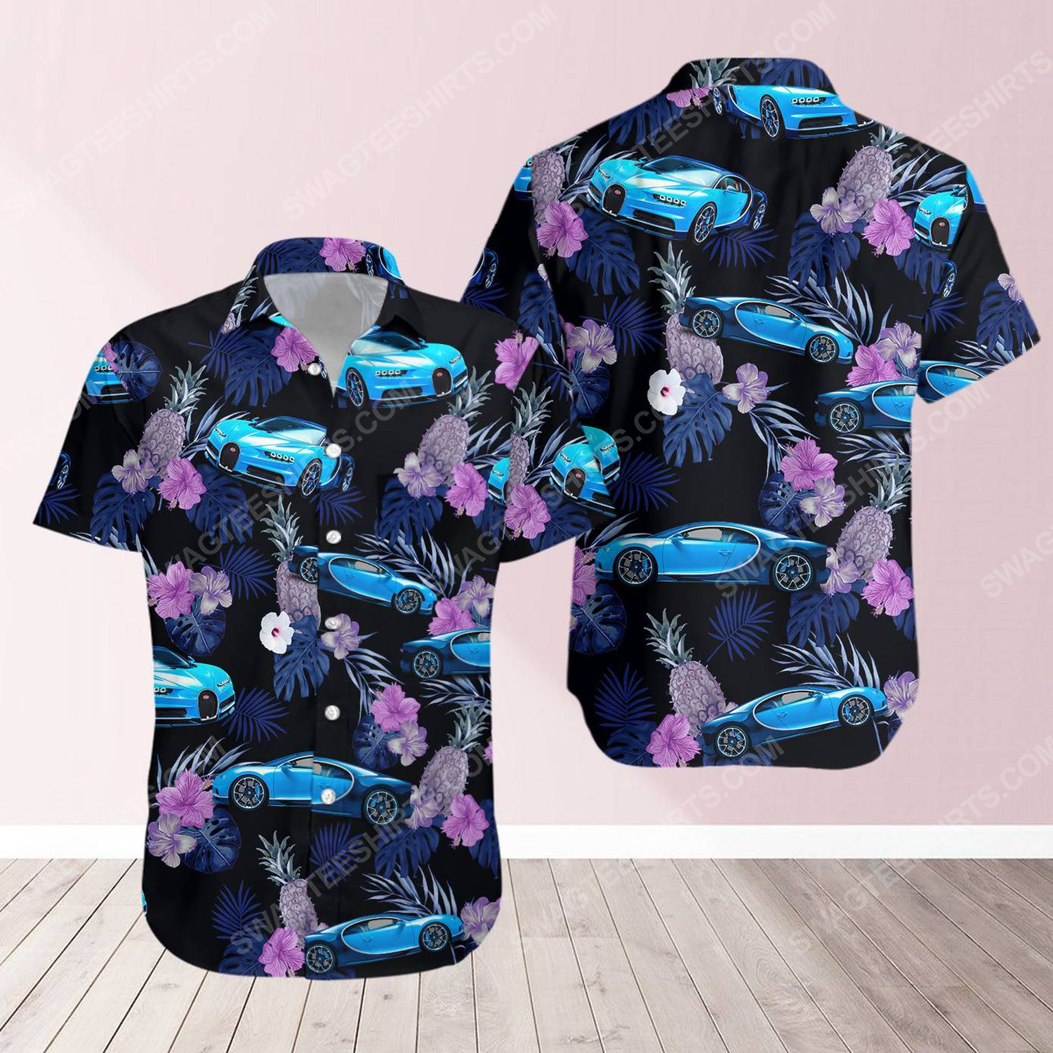 Tropical Bugatti Car Short Sleeve Hawaiian Shirt Tropical Bugatti Car Short Sleeve Hawaiian Shirt