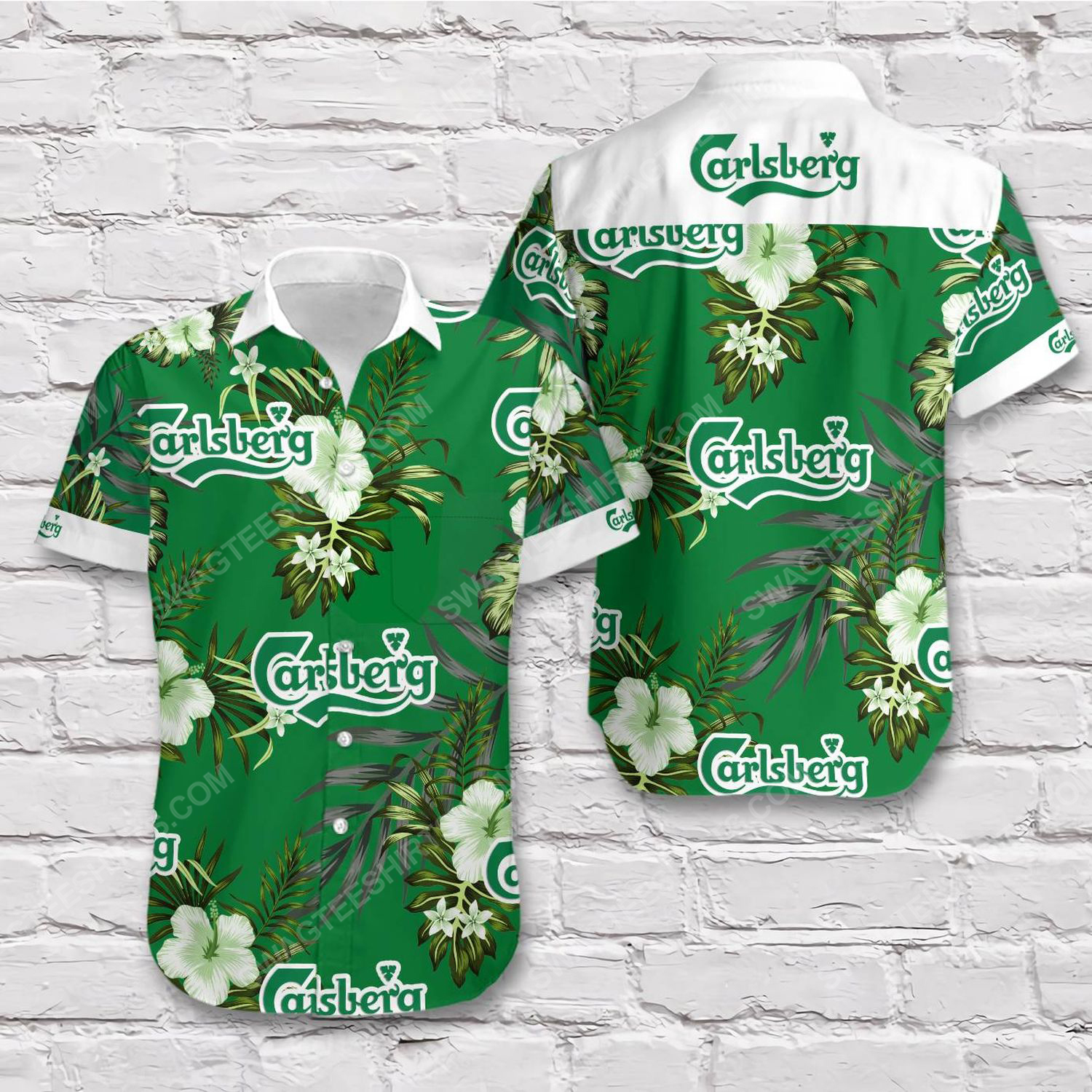Tropical Carlsberg Beer Short Sleeve Hawaiian Shirt Tropical Carlsberg Beer Short Sleeve Hawaiian Shirt