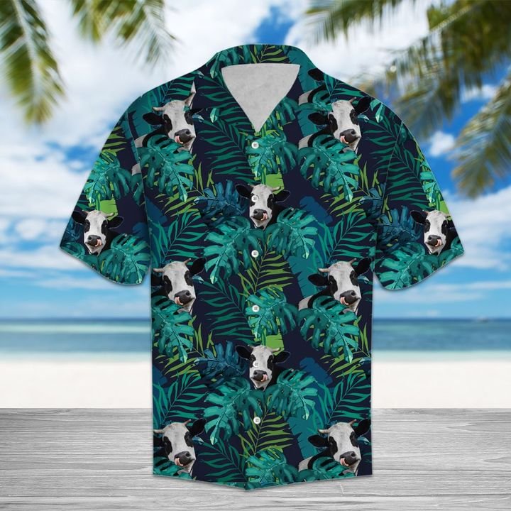 Tropical Cow Hawaiian Shirt Summer Button Up Tropical Cow Hawaiian Shirt Summer Button Up