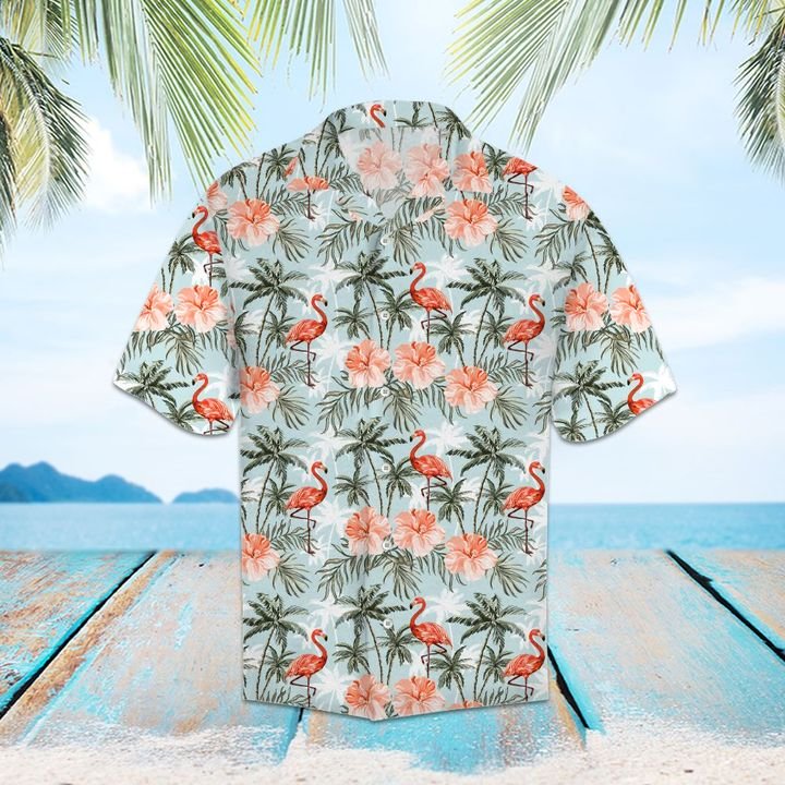 Tropical Flamingo Hawaiian Shirt Summer Button Up Tropical Flamingo Hawaiian Shirt Summer Button Up