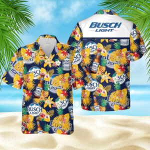 Tropical Flower Busch Light Beer Full Printed Hawaiian Shirt- Maria
