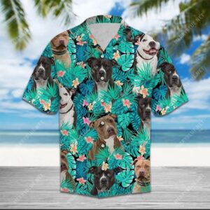 Tropical Flower Summer American Pit Bull All Over Printed Hawaiian Shirt