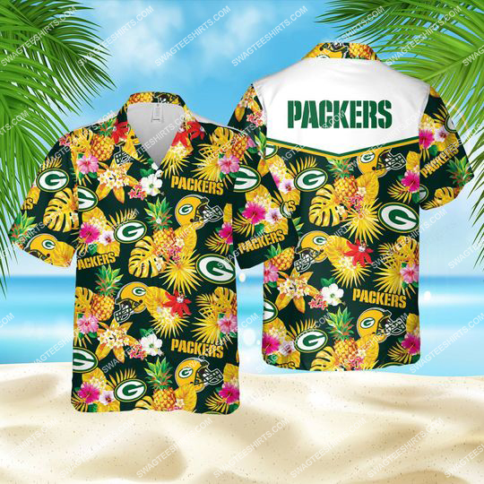 Tropical Green Bay Packers Football All Over Print Hawaiian Shirt Tropical Green Bay Packers Football All Over Print Hawaiian Shirt