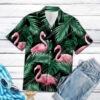 Tropical Leaf And Flamingo Summer All Over Printed Hawaiian Shirt