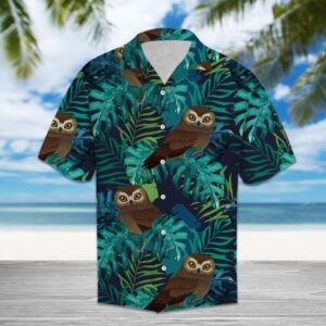 Tropical Owls Hawaiian Shirt Summer Button Up