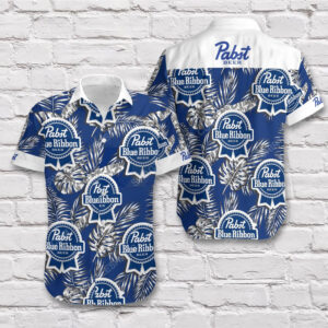 Tropical Pabst Blue Ribbon Beer Short Sleeve Hawaiian Shirt