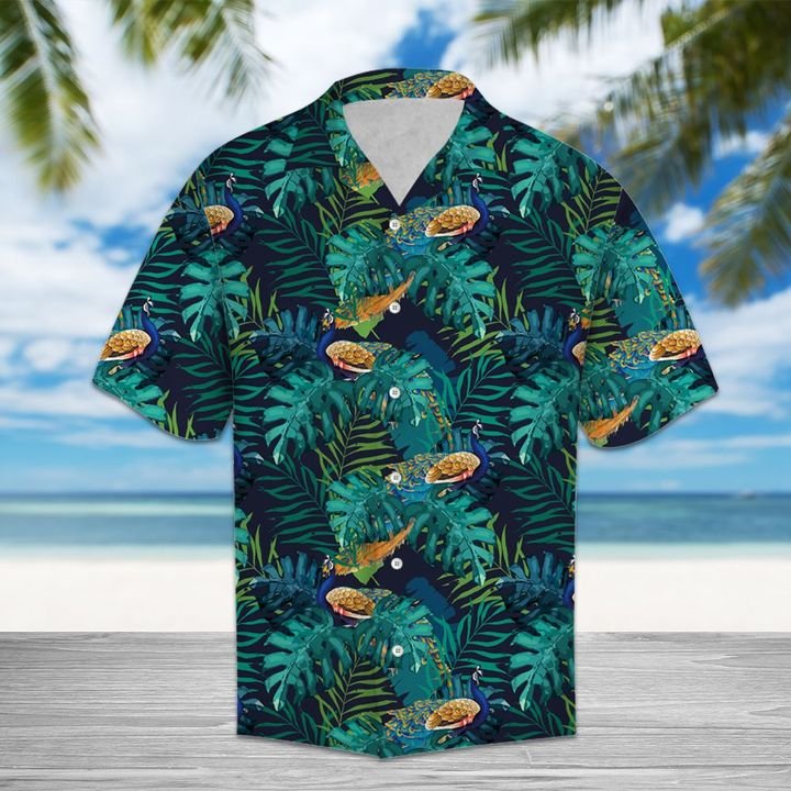 Tropical Peacock Hawaiian Shirt Summer Button Up Tropical Peacock Hawaiian Shirt Summer Button Up