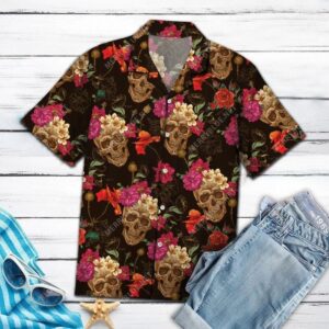 Tropical Skull All Over Printed Hawaiian Shirt
