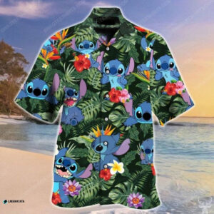 Tropical Stitch Cartoon Movie Disney Hawaiian Shirt